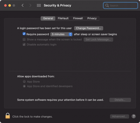 System Preferences Security & Privacy pane