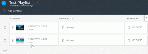 Changing the order of items in an FWI Cloud playlist