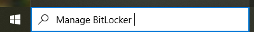 Windows start menu search for "Manage BitLocker".