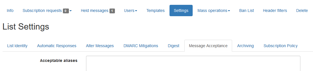 Add additional accepted addresses to a list.