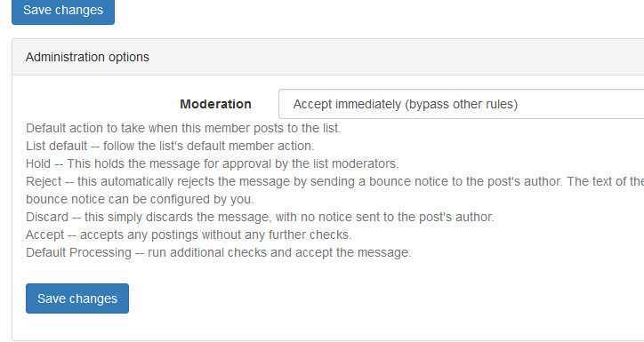 Change message acceptance behavior for specific users.