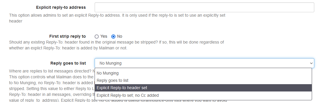 Set the explicit Reply-To address and manage how it is displayed on messages.
